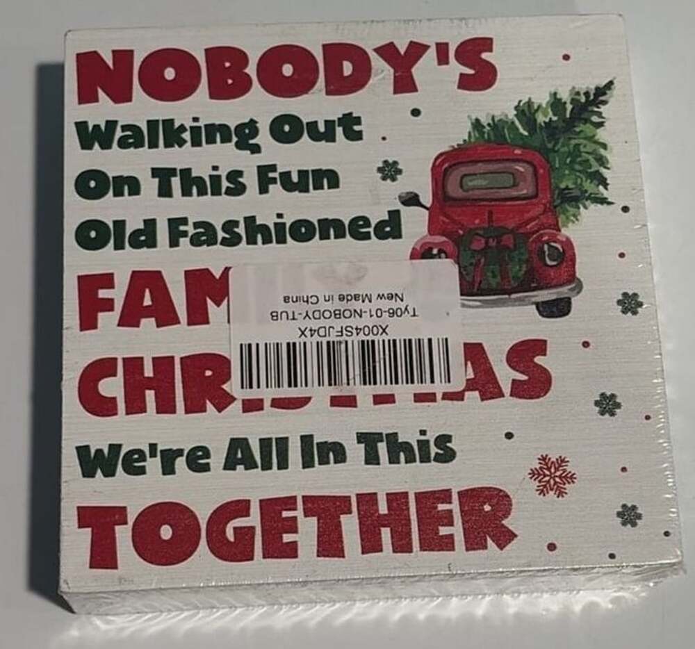 Nobody's Walking Out On This Fun Old Fashioned Family Christmas Wooden Box Decor